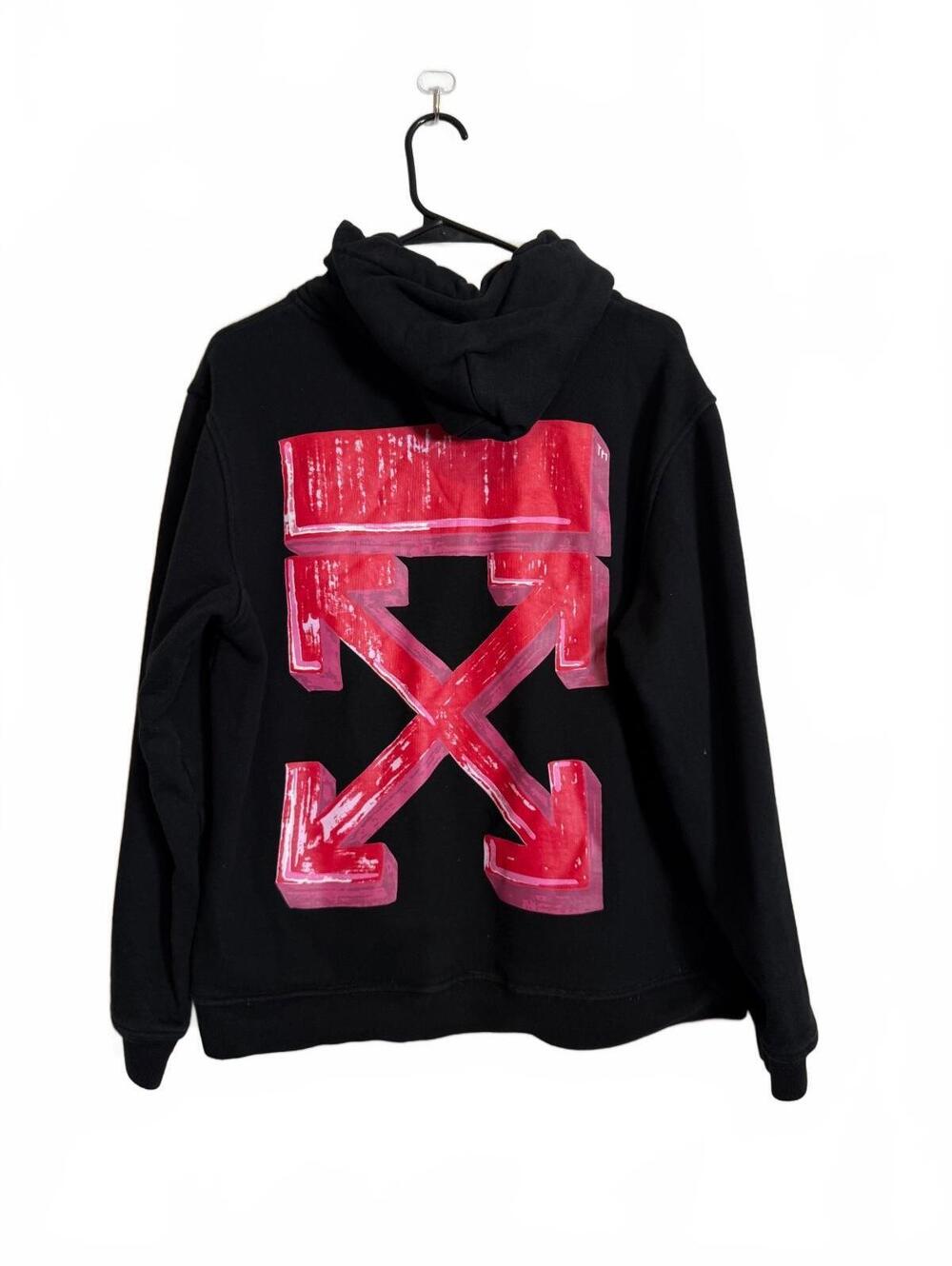 Off-White Black Hoodie with Red Arrow Graphic Back Print